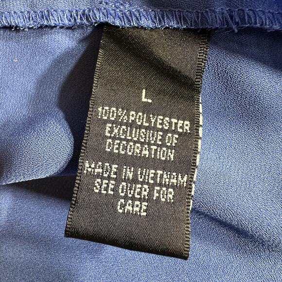 Iz Byer Off-shoulder Light Blue Ramie Dress W/ Eyelit Crochet Lace Trim Size L - Picture 5 of 6